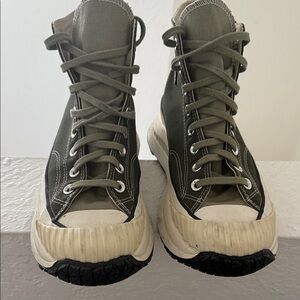 Converse High-Top Sneakers in Green and Cream